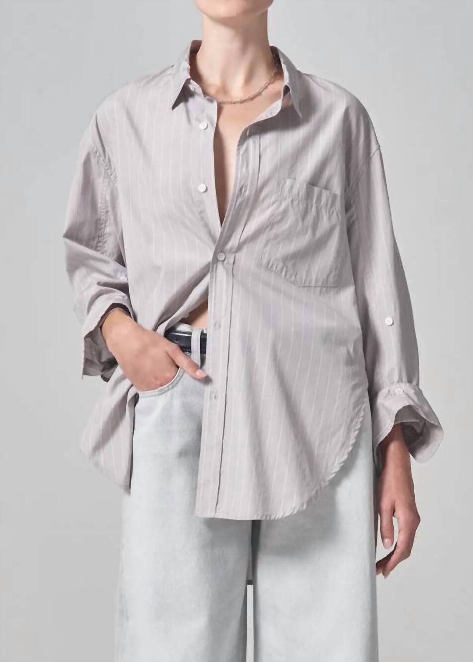 NEW CITIZENS OF HUMANITY kayla shirt in taylor grey stripe